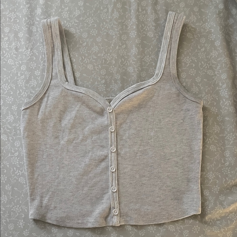 Bozzolo Light Gray Ribbed Crop Top